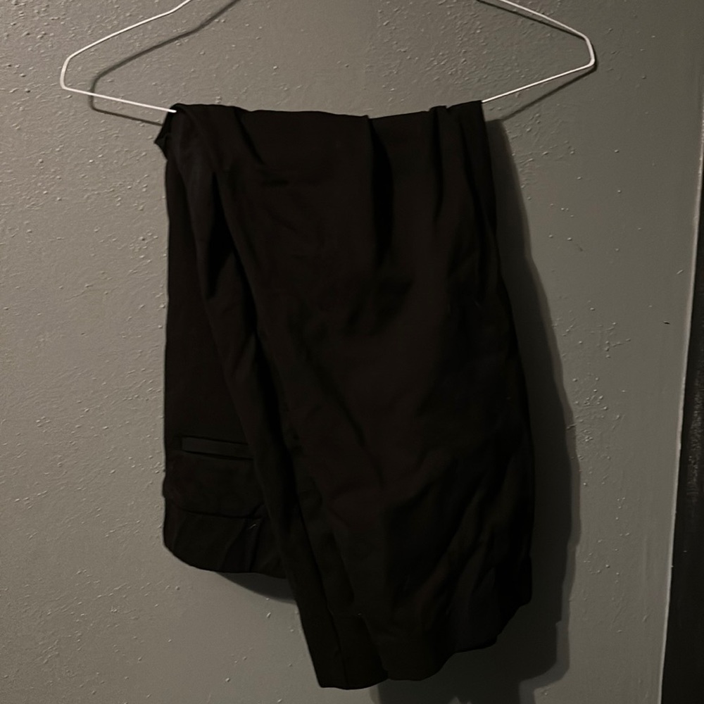Black straight leg dress pants with pockets